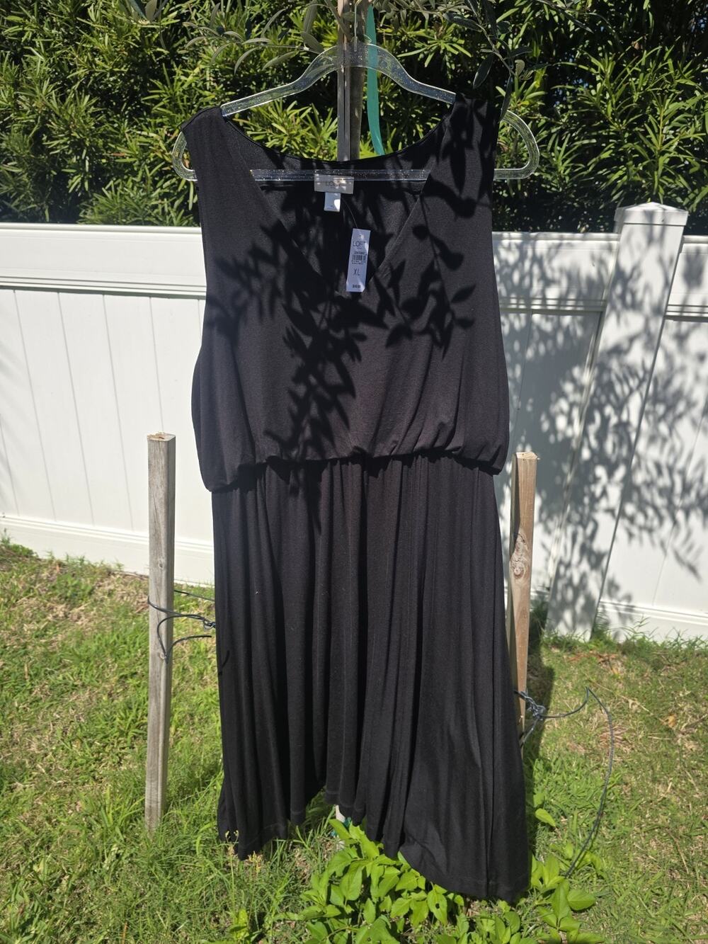 Ann Taylor Loft Black Stretchy Knit Dress Sleeveless V-Neck Blouson Size XL NWT